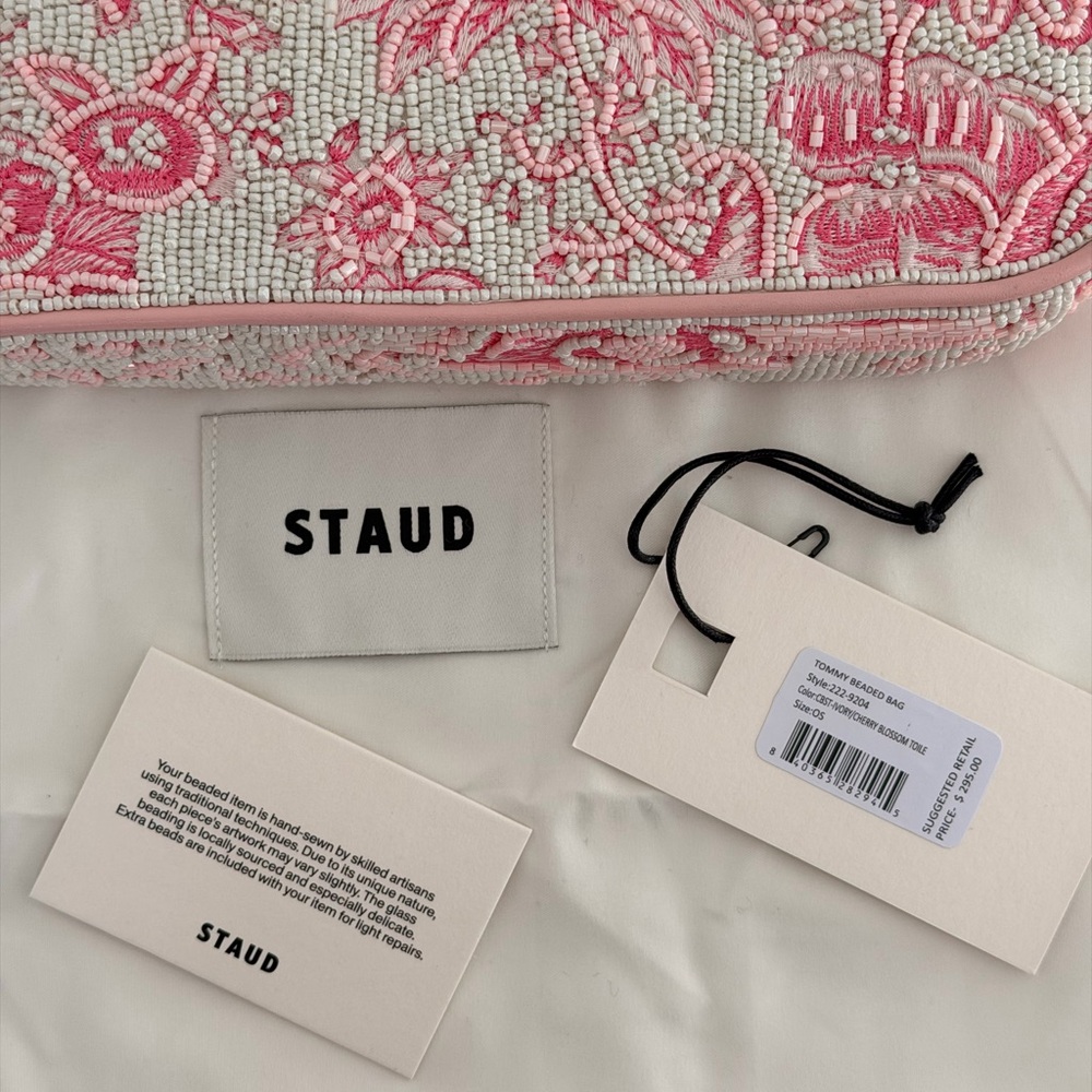 STAUD Pink and Cream Floral Shoulder Bag - Picture 3 of 6